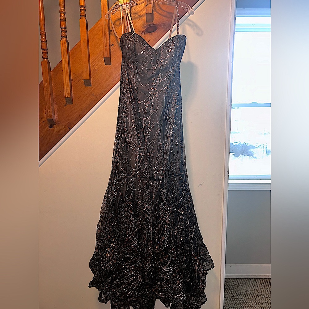 Ellie Wilde Prom Dress Size 14 Black/Copper